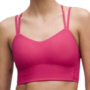 S6 Lululemon Like a Cloud Ribbed Longline Bra Light Support BC  Raspberry Coulis